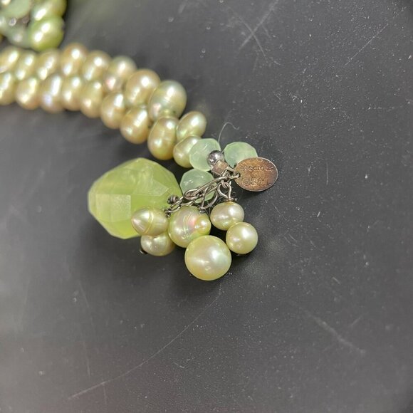 Artisan Green Freshwater Pearl Quartz Long Lariat Necklace Beaded Tassels - Picture 5 of 5